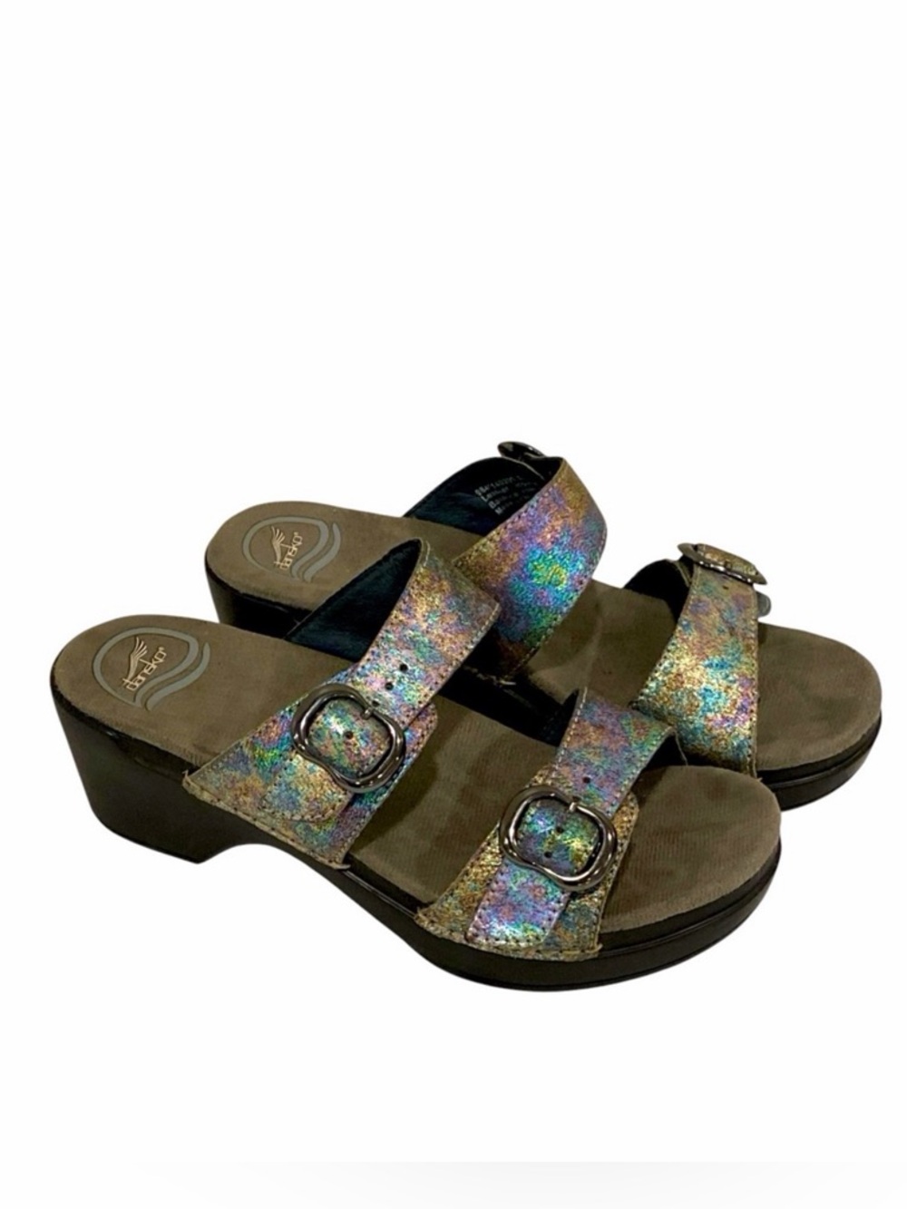 Dansko Sophie Metalic Finish Clog Sandals 6.5-7 EU 37 -Like New